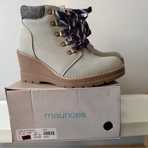 Maurices Gray Claire Lace Up Wedge Bootie Size 9